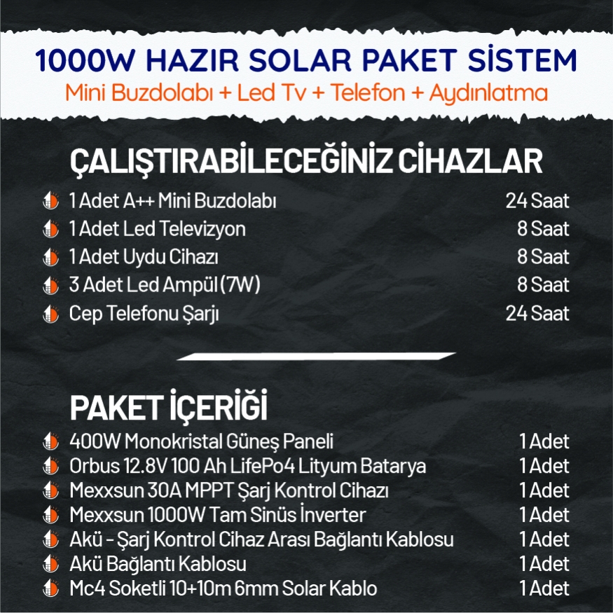 1000W Hazır Solar Paket