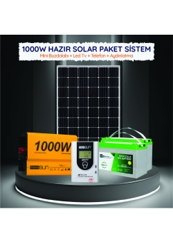 1000W Hazır Solar Paket Sistem – Mini Buzdolabı, LED TV, Telefon ve Aydınlatma İçin