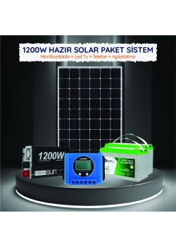 1200W Hazır Solar Paket Sistem – Mini Buzdolabı, LED TV, Telefon ve Aydınlatma İçin